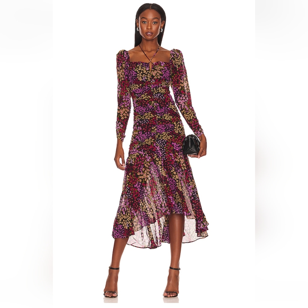 Astr Floral Ruffled Sleeve Dress
